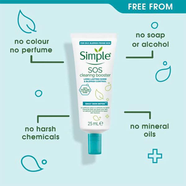 ژل سم زدا و ضد جوش اورژانسی SOS سیمپل مناسب پوست چرب و مستعد لک 25 میل